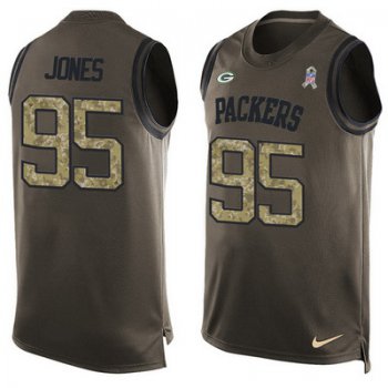 Men's Green Bay Packers #95 Datone Jones Green Salute to Service Hot Pressing Player Name & Number Nike NFL Tank Top Jersey