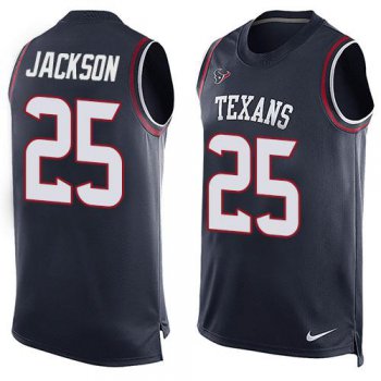 Men's Houston Texans #25 Kareem Jackson Navy Blue Hot Pressing Player Name & Number Nike NFL Tank Top Jersey