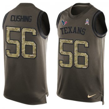 Men's Houston Texans #56 Brian Cushing Green Salute to Service Hot Pressing Player Name & Number Nike NFL Tank Top Jersey