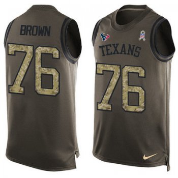 Men's Houston Texans #76 Duane Brown Green Salute to Service Hot Pressing Player Name & Number Nike NFL Tank Top Jersey