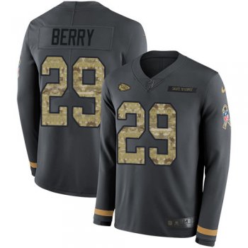 Nike Chiefs #29 Eric Berry Anthracite Salute to Service Men's Stitched NFL Limited Therma Long Sleeve Jersey
