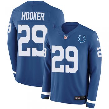 Nike Colts #29 Malik Hooker Royal Blue Team Color Men's Stitched NFL Limited Therma Long Sleeve Jersey
