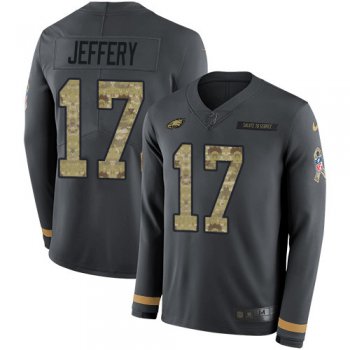 Nike Eagles #17 Alshon Jeffery Anthracite Salute to Service Men's Stitched NFL Limited Therma Long Sleeve Jersey