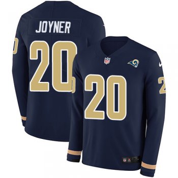 Nike Rams #20 Lamarcus Joyner Navy Blue Team Color Men's Stitched NFL Limited Therma Long Sleeve Jersey