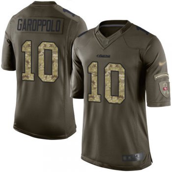 49ers #10 Jimmy Garoppolo Green Men's Stitched Football Limited 2015 Salute To Service Jersey