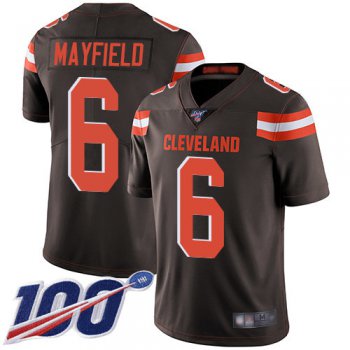 Cleveland Browns #6 Baker Mayfield Brown Team Color Men's Stitched Football 100th Season Vapor Limited Jersey