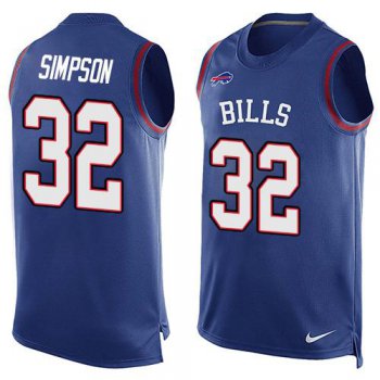 Men's Buffalo Bills #32 O. J. Simpson Royal Blue Hot Pressing Player Name & Number Nike NFL Tank Top Jersey