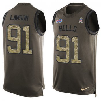 Men's Buffalo Bills #91 Manny Lawson Green Salute to Service Hot Pressing Player Name & Number Nike NFL Tank Top Jersey