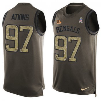 Men's Cincinnati Bengals #97 Geno Atkins Green Salute to Service Hot Pressing Player Name & Number Nike NFL Tank Top Jersey