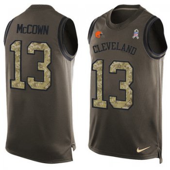 Men's Cleveland Browns #13 Josh McCown Green Salute to Service Hot Pressing Player Name & Number Nike NFL Tank Top Jersey