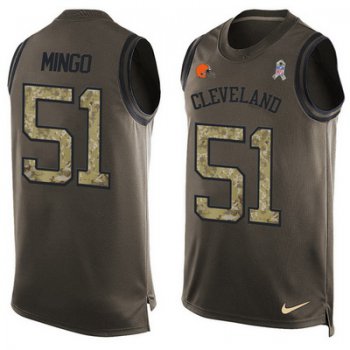 Men's Cleveland Browns #51 Barkevious Mingo Green Salute to Service Hot Pressing Player Name & Number Nike NFL Tank Top Jersey
