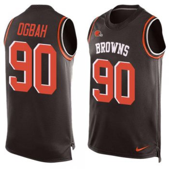 Men's Cleveland Browns #90 Emmanuel Ogbah Brown Hot Pressing Player Name & Number Nike NFL Tank Top Jersey