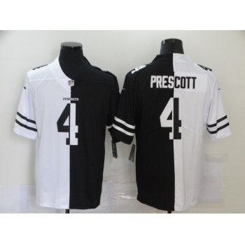 Men's Dallas Cowboys #4 Dak Prescott White Black Peaceful Coexisting 2020 Vapor Untouchable Stitched NFL Nike Limited Jersey