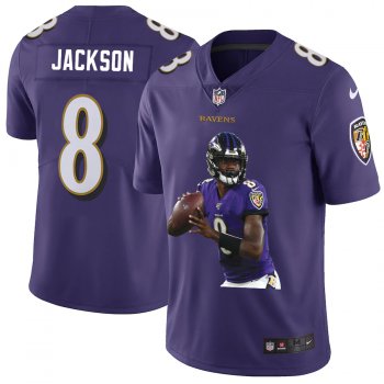 Men's Baltimore Ravens #8 Lamar Jackson Purple Player Portrait Edition 2020 Vapor Untouchable Stitched NFL Nike Limited Jersey