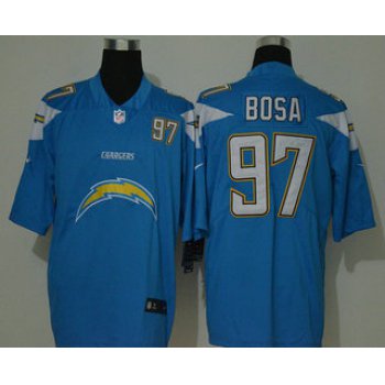 Men's Los Angeles Chargers #97 Joey Bosa Light Blue 2020 Big Logo Number Vapor Untouchable Stitched NFL Nike Fashion Limited Jersey