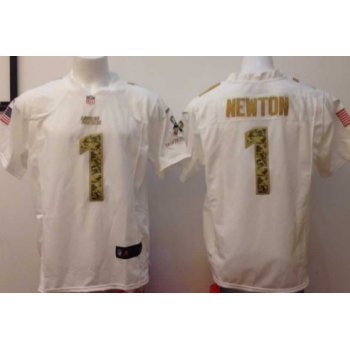 Nike Carolina Panthers #1 Cam Newton Salute to Service White Game Jersey