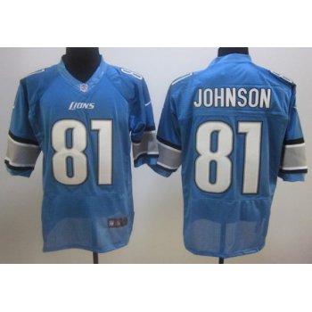 Nike Detroit Lions #81 Calvin Johnson Light Blue Elite Jersey