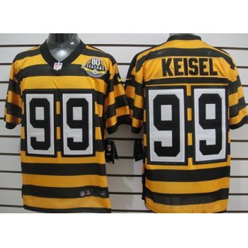 Nike Pittsburgh Steelers #99 Brett Keisel Yellow With Black Throwback 80TH Jersey