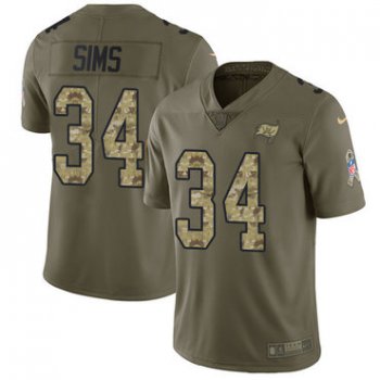 Nike Buccaneers #34 Charles Sims Olive Camo Men's Stitched NFL Limited 2017 Salute To Service Jersey