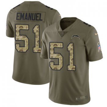 Nike Chargers #51 Kyle Emanuel Olive Camo Men's Stitched NFL Limited 2017 Salute To Service Jersey