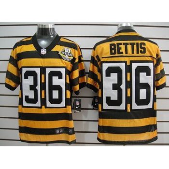 Nike Pittsburgh Steelers #36 Jerome Bettis Yellow With Black Throwback 80TH Jersey