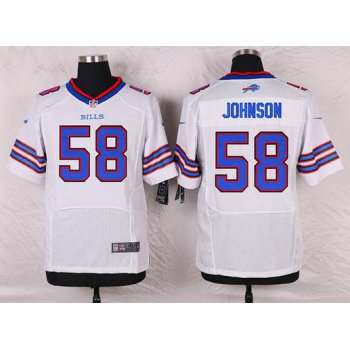 Men's Buffalo Bills #58 Randell Johnson White Road NFL Nike Elite Jersey