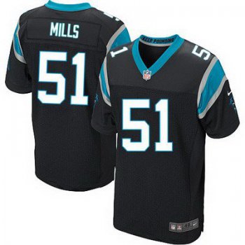 Men's Carolina Panthers #51 Sam Mills Black Team Color NFL Nike Elite Jersey