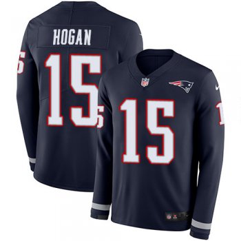 Nike Patriots #15 Chris Hogan Navy Blue Team Color Men's Stitched NFL Limited Therma Long Sleeve Jersey
