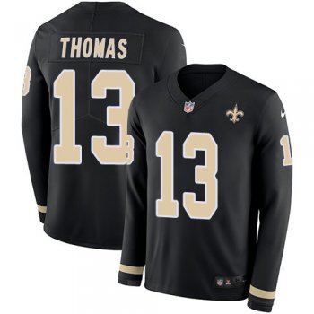 Nike Saints #13 Michael Thomas Black Team Color Men's Stitched NFL Limited Therma Long Sleeve Jersey