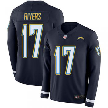 Nike Chargers 17 Philip Rivers Navy Blue Team Color Men's Stitched NFL Limited Therma Long Sleeve Jersey