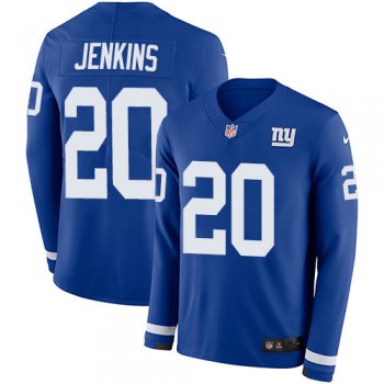 Nike Giants 20 Janoris Jenkins Royal Blue Team Color Men's Stitched NFL Limited Therma Long Sleeve Jersey