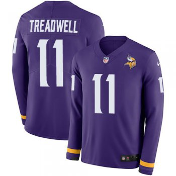Nike Vikings 11 Laquon Treadwell Purple Team Color Men's Stitched NFL Limited Therma Long Sleeve Jersey