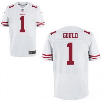 Men's San Francisco 49ers #1 Robbie Gould White Road Stitched NFL Nike Elite Jersey