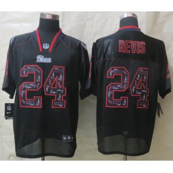 Nike New England Patriots #24 Darrelle Revis Lights Out Black Ornamented Elite Jersey