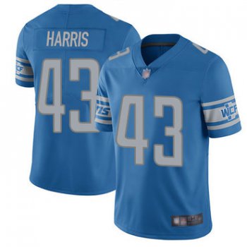 Lions #43 Will Harris Blue Team Color Men's Stitched Football Vapor Untouchable Limited Jersey