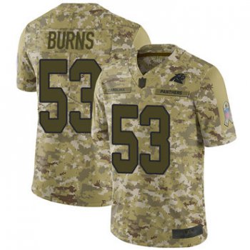 Panthers #53 Brian Burns Camo Men's Stitched Football Limited 2018 Salute To Service Jersey
