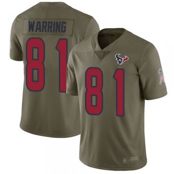 Texans #81 Kahale Warring Olive Men's Stitched Football Limited 2017 Salute To Service Jersey