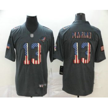 Men's Miami Dolphins #13 Dan Marino 2019 Black Salute To Service USA Flag Fashion Limited Jersey