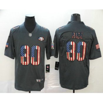 Men's San Francisco 49ers #80 Jerry Rice 2019 Black Salute To Service USA Flag Fashion Limited Jersey