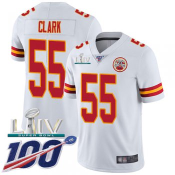 Nike Chiefs #55 Frank Clark White Super Bowl LIV 2020 Youth Stitched NFL 100th Season Vapor Untouchable Limited Jersey
