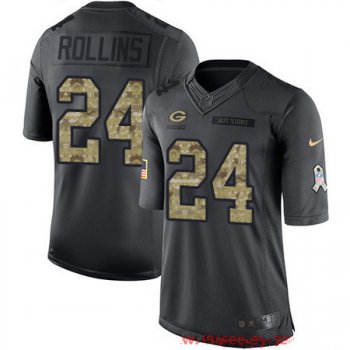 Men's Green Bay Packers #24 Quinten Rollins Black Anthracite 2016 Salute To Service Stitched NFL Nike Limited Jersey