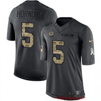 Men's Green Bay Packers #5 Paul Hornung Black Anthracite 2016 Salute To Service Stitched NFL Nike Limited Jersey