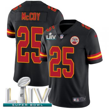 Nike Chiefs #25 LeSean McCoy Black Super Bowl LIV 2020 Youth Stitched NFL Limited Rush Jersey