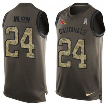 Men's Arizona Cardinals #24 Adrian Wilson Green Salute to Service Hot Pressing Player Name & Number Nike NFL Tank Top Jersey