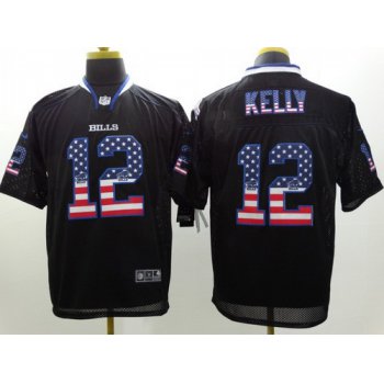 Nike Buffalo Bills #12 Jim Kelly 2014 USA Flag Fashion Black Elite Jersey