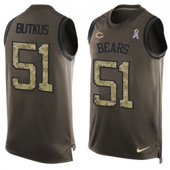 Men's Chicago Bears #51 Dick Butkus Green Salute to Service Hot Pressing Player Name & Number Nike NFL Tank Top Jersey