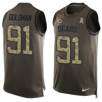 Men's Chicago Bears #91 Eddie Goldman Green Salute to Service Hot Pressing Player Name & Number Nike NFL Tank Top Jersey