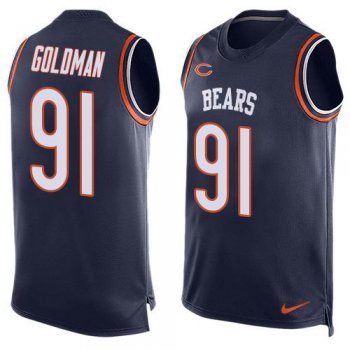 Men's Chicago Bears #91 Eddie Goldman Navy Blue Hot Pressing Player Name & Number Nike NFL Tank Top Jersey