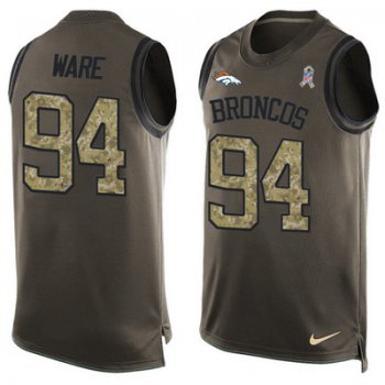 Men's Denver Broncos #94 DeMarcus Ware Olive Green Salute To Service Hot Pressing Player Name & Number Nike NFL Tank Top Jersey