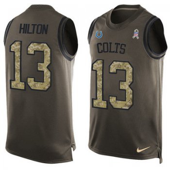 Men's Indianapolis Colts #13 T.Y.Hilton Green Salute to Service Hot Pressing Player Name & Number Nike NFL Tank Top Jersey